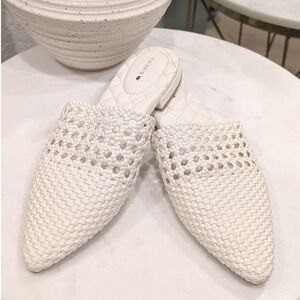 Birdies The Dove Mules Ecru White Lattice Design Women's 7.5